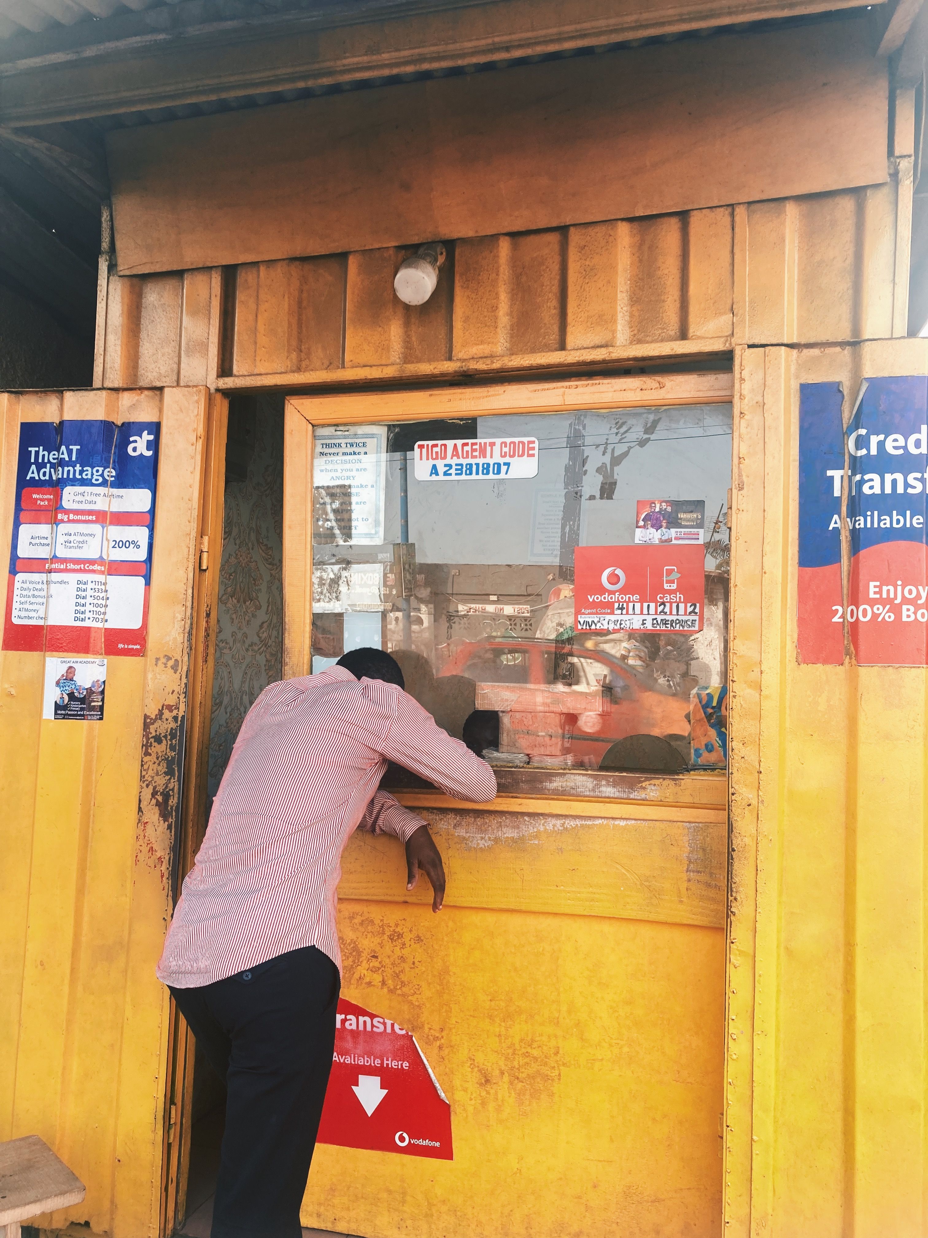 A money transfer agent counter